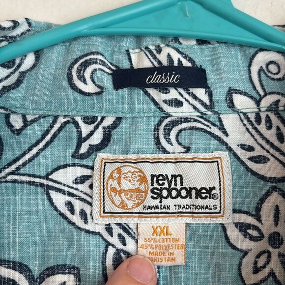 Reyn Spooner vintage Men’s Blue and White Hawaiian Casual Button Down Shirt XXL - Picture 5 of 9